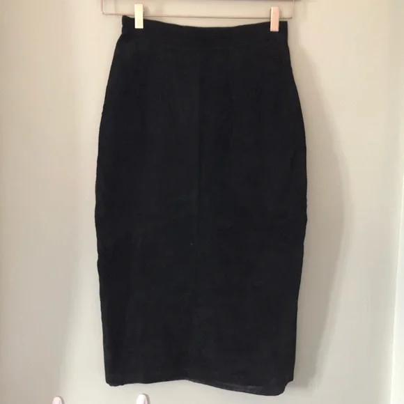 Vintage 80’s Gitano black suede midi pencil skirt SMALL - Picture 10 of 10